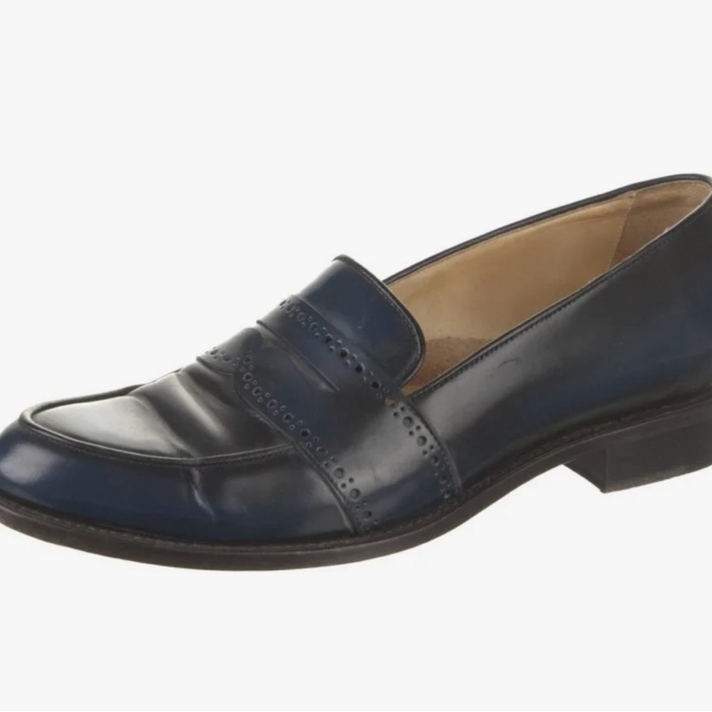 The Office of Angela Scott ombré navy blue loafers